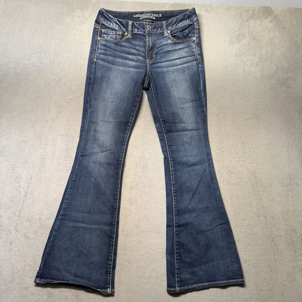 American Eagle Boho Artist Women’s Size 10 Flare Jeans Blue Super Stretch